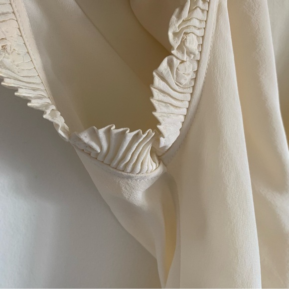 Etcetera Silk Ivory Cream V-Neck Wrap Blouse, 6 - Picture 5 of 14